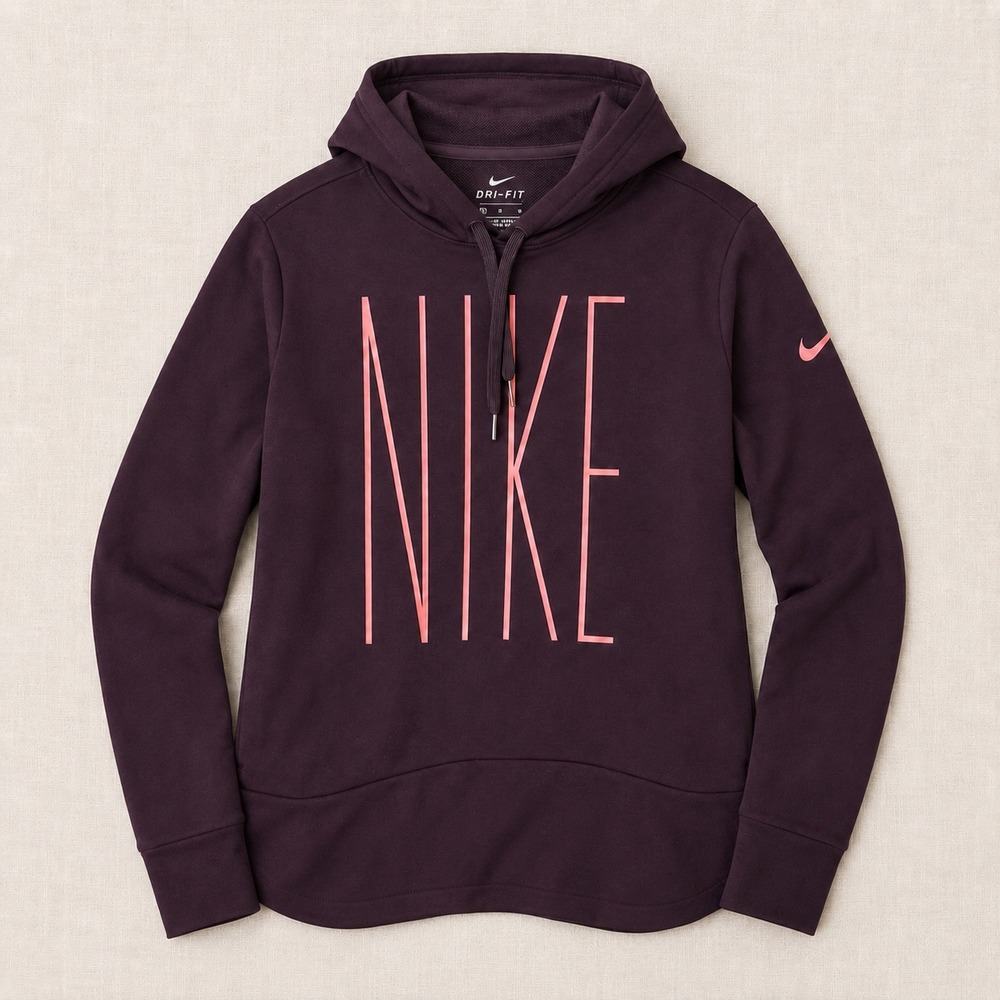 Nike Spellout Dri-Fit Hoodie French Terry Plum Sweatshirt (LG) Casual Basics